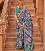 Lavender warli jaali silk blend banarasi saree