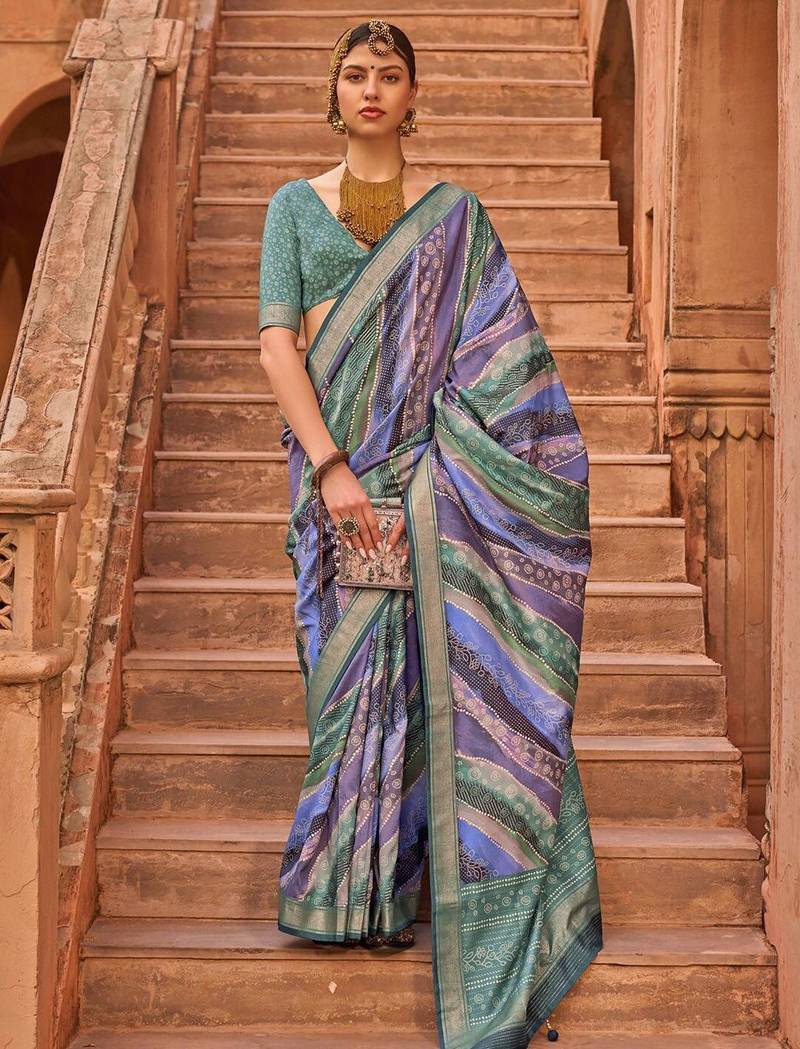 Lavender warli jaali silk blend banarasi saree