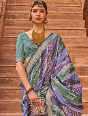Lavender warli jaali silk blend banarasi saree 2