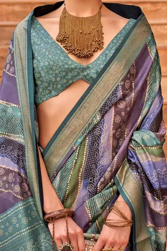 Lavender warli jaali silk blend banarasi saree