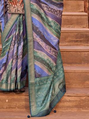 Lavender warli jaali silk blend banarasi saree 4