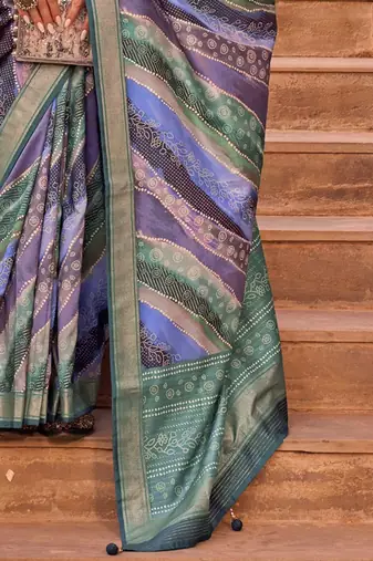 Lavender warli jaali silk blend banarasi saree