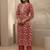 women floral printed regular thread work kurta with trousers & with dupatta