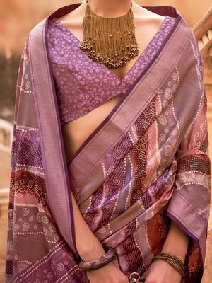 Mauve ethnic motifs zari silk blend saree 3