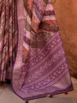 Mauve ethnic motifs zari silk blend saree 4