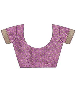 Mauve ethnic motifs zari silk blend saree 5