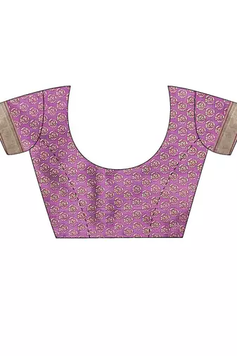 Mauve ethnic motifs zari silk blend saree