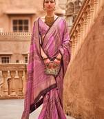 Pink ethnic motifs silk blend saree