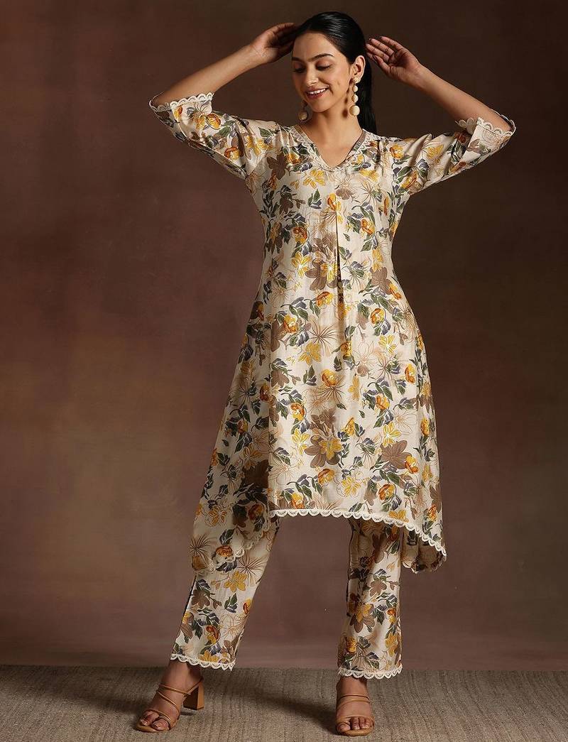 floral printed kurta with trouser