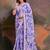 Lavender floral sequinned embellished border  chiffon saree