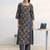libas blue floral printed cotton blend a-line kurta set