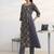 libas blue floral printed cotton blend a-line kurta set