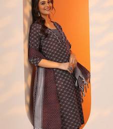 women ethnic motifs printed kurta with trouser & dupatta