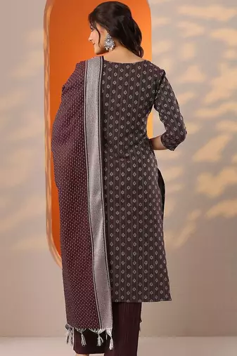 women ethnic motifs printed kurta with trouser & dupatta