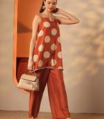 women geometric printed a-line kurti with trousers