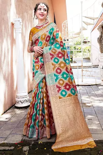 Blue woven design zari saree