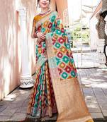 Blue woven design zari saree