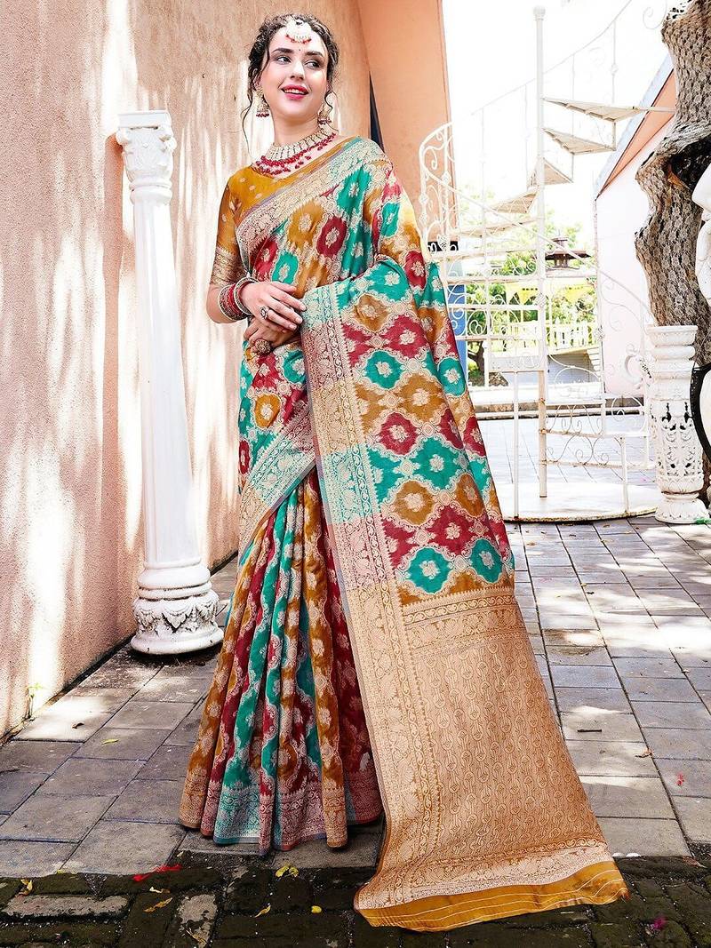 Blue woven design zari saree
