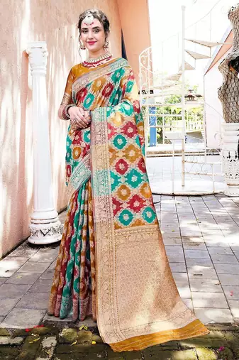 Blue woven design zari saree