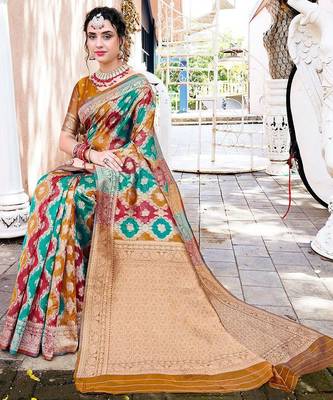 Blue woven design zari saree 3