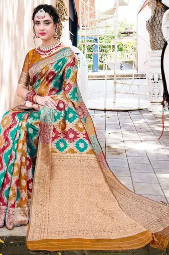 Blue woven design zari saree