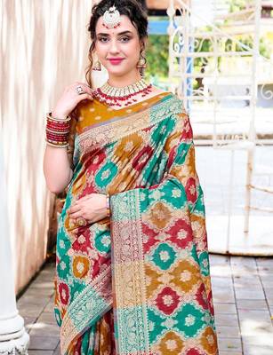 Blue woven design zari saree 4