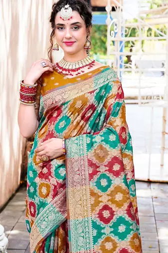 Blue woven design zari saree