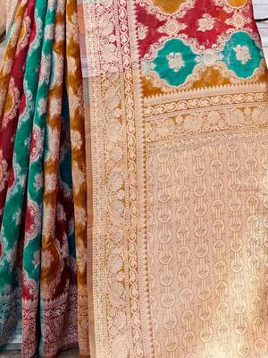 Blue woven design zari saree 5