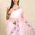 Pink floral embroidered organza saree