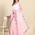 Pink floral embroidered organza saree