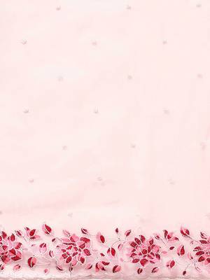 Pink floral embroidered organza saree 4