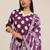 polka dot printed v-neck straight kurta with trouser & dupatta