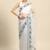 Grey grey & white floral organza saree