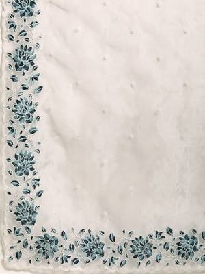 Grey grey & white floral organza saree 4