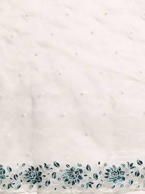 Grey grey & white floral organza saree 5