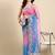 Pink embroidered organza bandhani saree with blouse piece