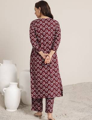 women ethnic motifs printed regular kurta with trousers 4