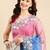 Pink embroidered organza bandhani saree with blouse piece