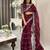 Burgundy women embellished embroidered saree