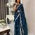 Teal women embellished embroidered saree