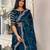 Teal women embellished embroidered saree