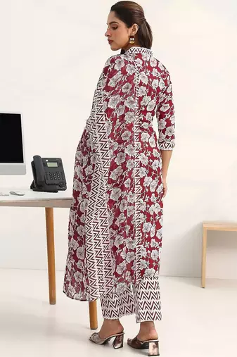 women floral printed regular kurta with trousers & with dupatta
