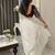 White women embellished embroidered saree