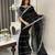 Black striped silk blend saree