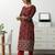 women ethnic motifs printed regular cotton blend kurta with trousers