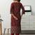 women ethnic motifs printed regular cotton blend kurta with trousers