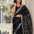 Black striped silk blend saree
