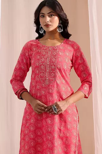 women ethnic motifs printed regular kurta with trousers & with dupatta