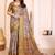 Beige floral zari silk cotton designer saree