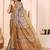Beige floral zari silk cotton designer saree